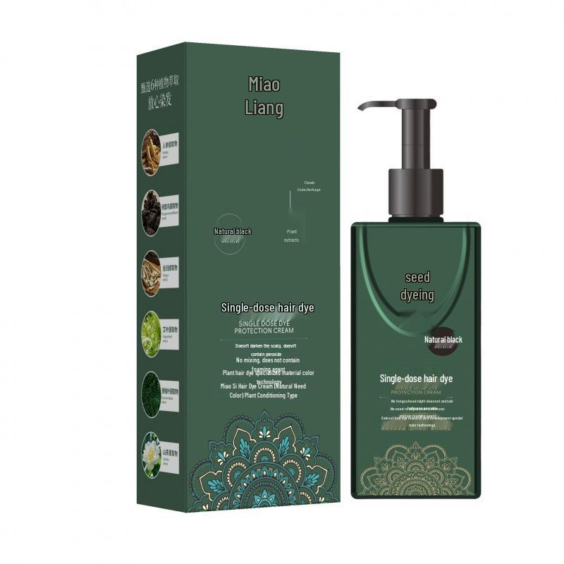 Miao Ran Heritage Hair Dye Cream: Single-Dose, Plant-Based, No Hydrogen Peroxide, Non-Irritating, Won't Stain Skin.