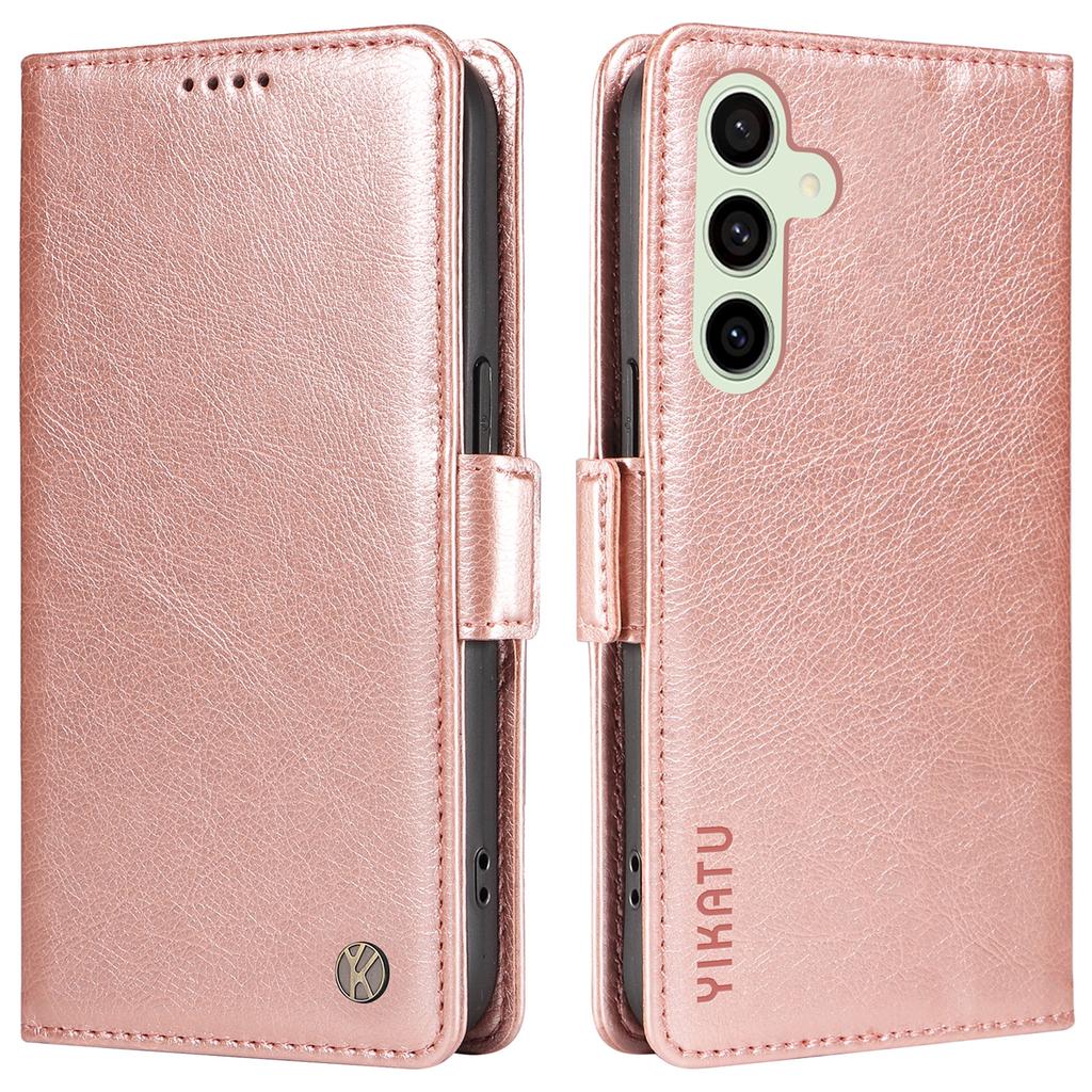 YIKATU YK-007 For Samsung Galaxy S24 FE Phone Case Litchi Texture PU Leather Wallet Cover