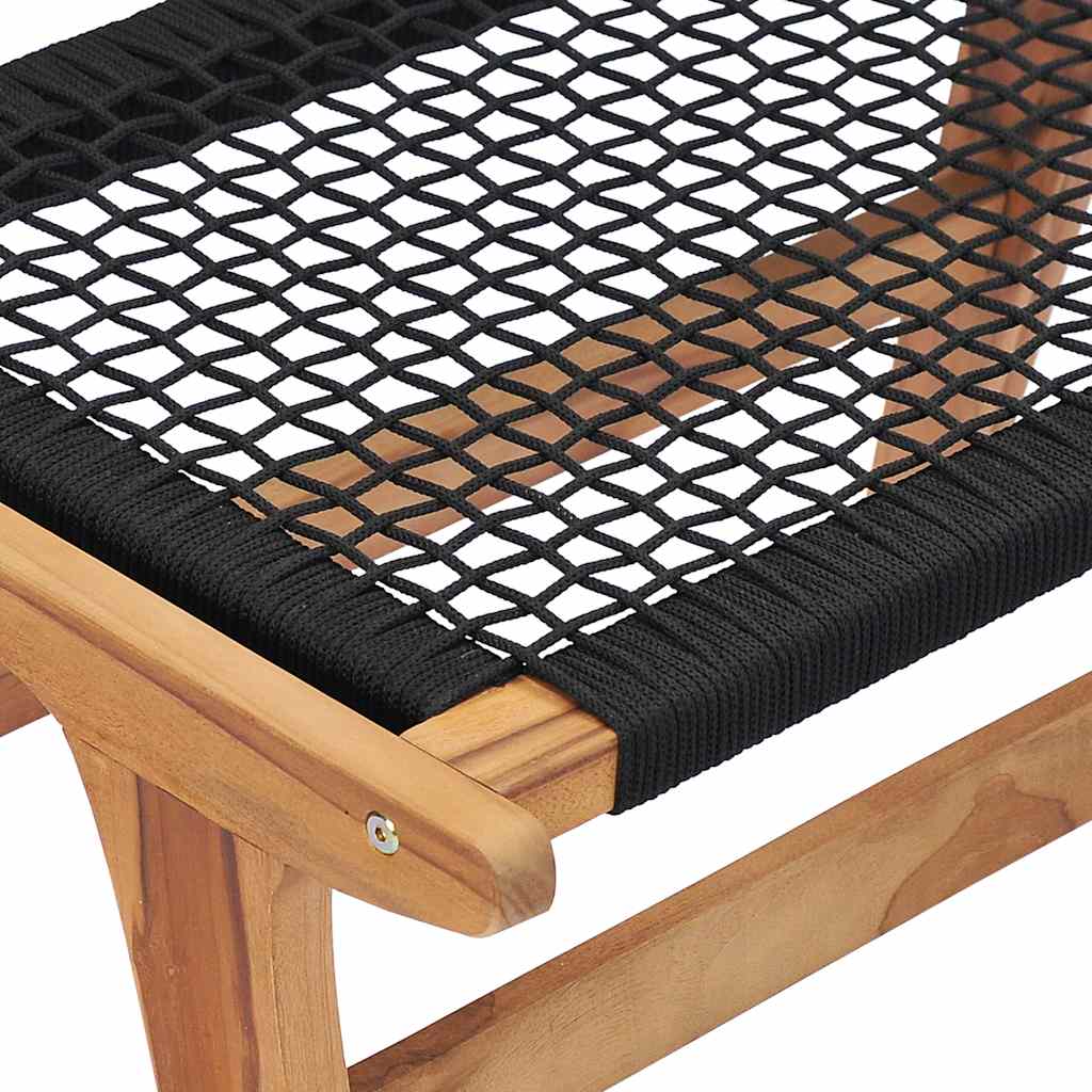 Teak Wood Sun Lounger with Footrest and Rope Design