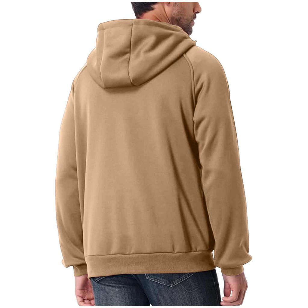 Half Zip Sweater Men's Autumn Winter Padded Thickened Head Hoodie Men's Solid Colour Blouse Jacket Moisture Wicking Comfortable Skin-friendly Tops