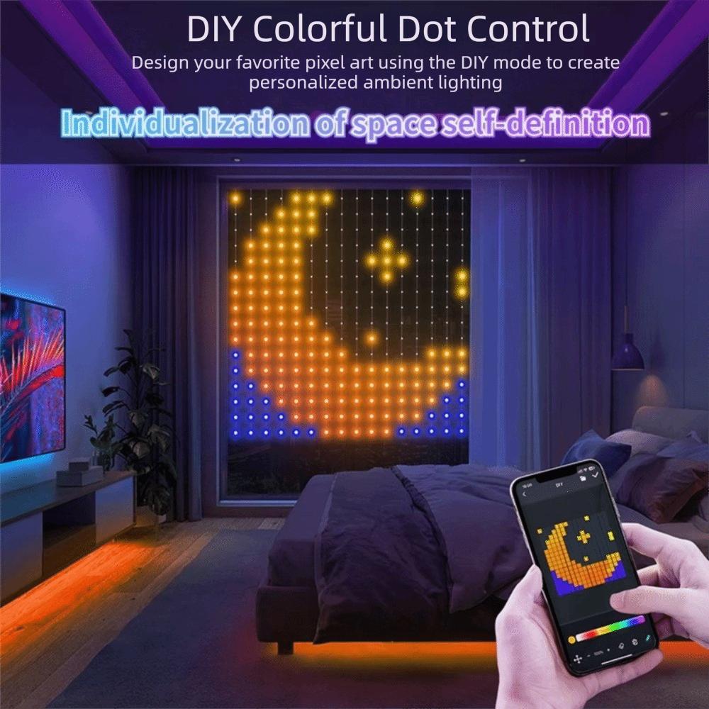 RGB Smart Curtain Lights Music Sync DIY Pattern Lights New LED Party Lights  for Wedding/Birthday