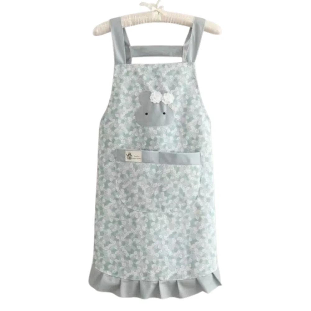 Floral Style Kitchen Cooking Apron Stain-proof Catering Waist Apron Household Work Apron Adult