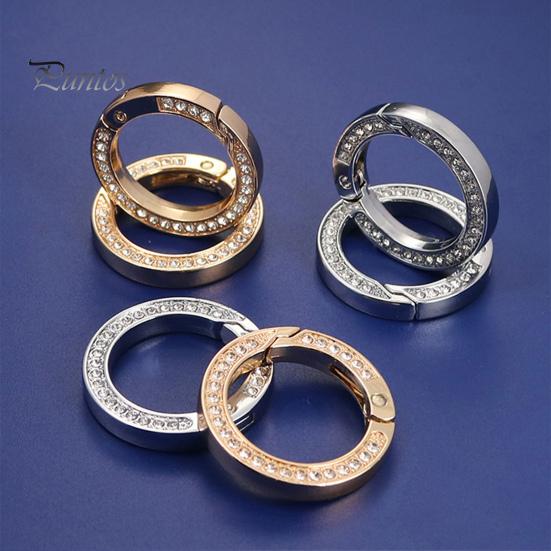 Key Ring Double-sided Rhinestone Compressible Spring Exquisite Portable Multipurpose Decorate Zinc Alloy Spring Keyring Key Chain Buckle Car Accessory