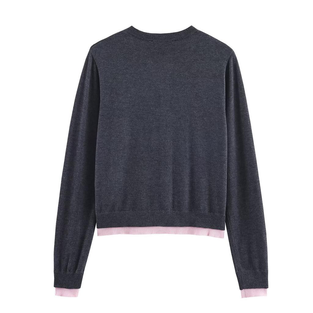 European and American style, new women's clothing, foreign style fashionable splicing knitted jacket 3581/005/802