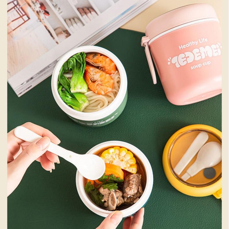 Contenitore per il pranzo portatile da 510 ml, contenitore per zuppa, porridge, a prova di perdite, tazza per yogurt d'avena, per il ritorno a scuola, accessori da cucina