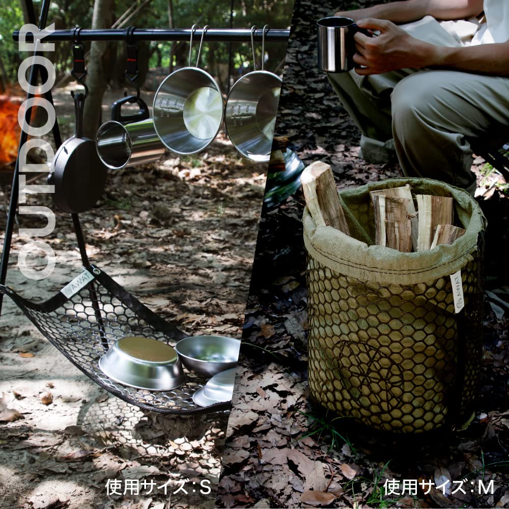 Alphax AWAT Multi-Mesh Small Sandbag Stand with 10 Sandbags, Hanging Storage, Firewood Storage Bag, Sandbag Stand, Outdoor, 30 x 70 cm, AP-439103