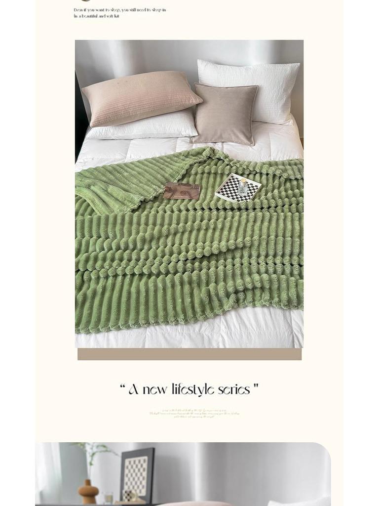 Rabbit Fur Plush Flannel Blanket - Sofa Cover & Nap Blanket for Office or Dormitory