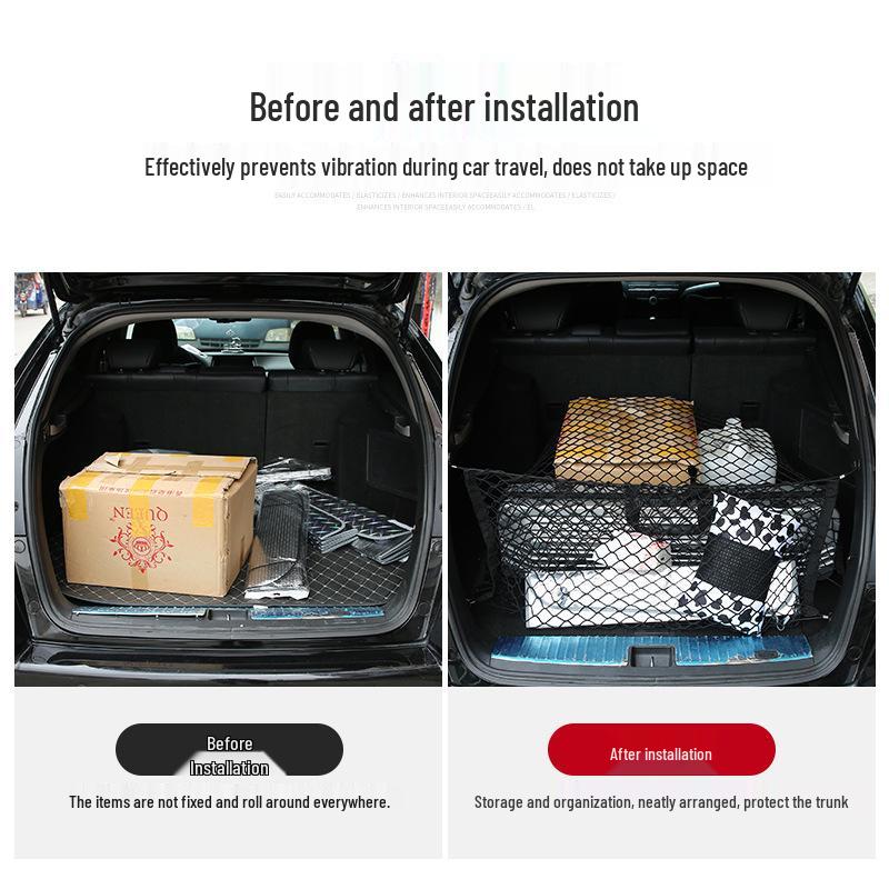 Car Trunk Storage Net Bag with Hooks