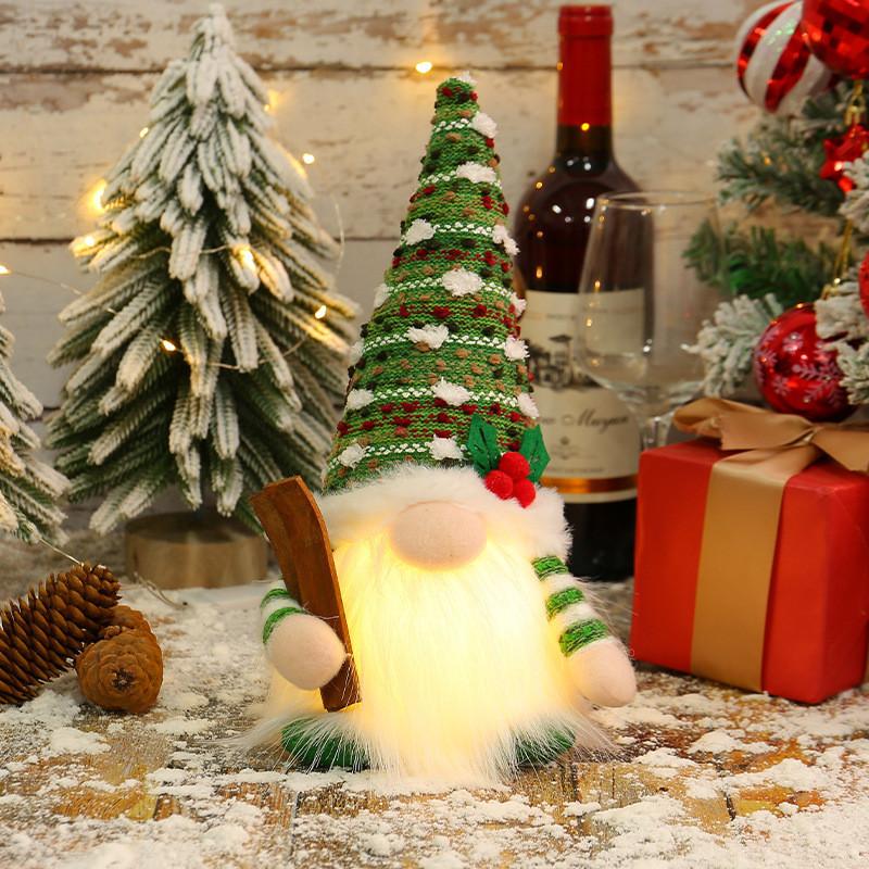 Sled Doll Christmas Ski Gnome Led Light Rudolph Decor Home Xmas New Gifts Year