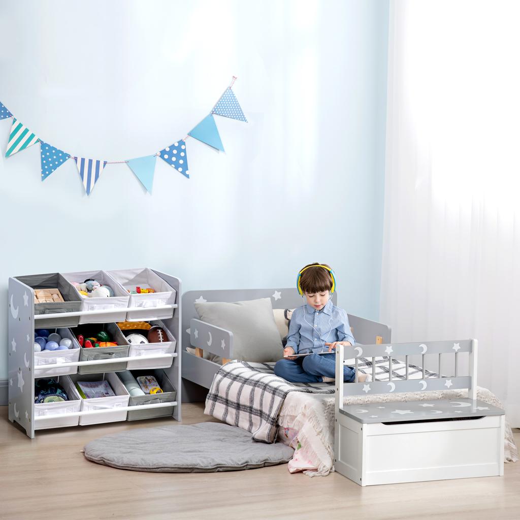 Kids Storage Rack, with Nine Removable Baskets, for Nursery, Bedroom, Playroom - Grey
