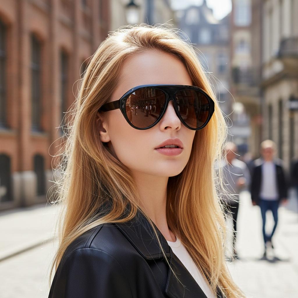 Fashionable Large-frame Pilot Sunglasses With Sun Protection And Retro Vibe-blocking Uv Protection Glasses 3084