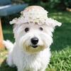 Pet Outdoor Supplies Princess Hat Puppy Sun Hat Adjustable Lace Dog Straw Hat Portable Cute Pet Summer Cap Small and Medium Dogs