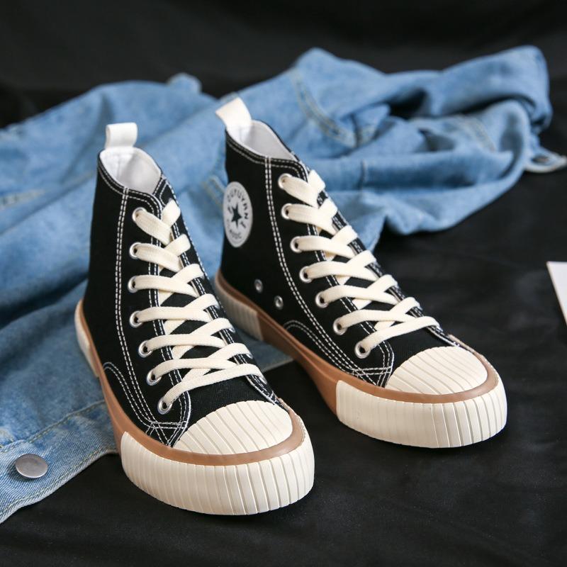 Spring High-top Canvas Shoes Women's Secondary Rubber Shoes Student Board Shoes Street Shooting Trendy Shoes
