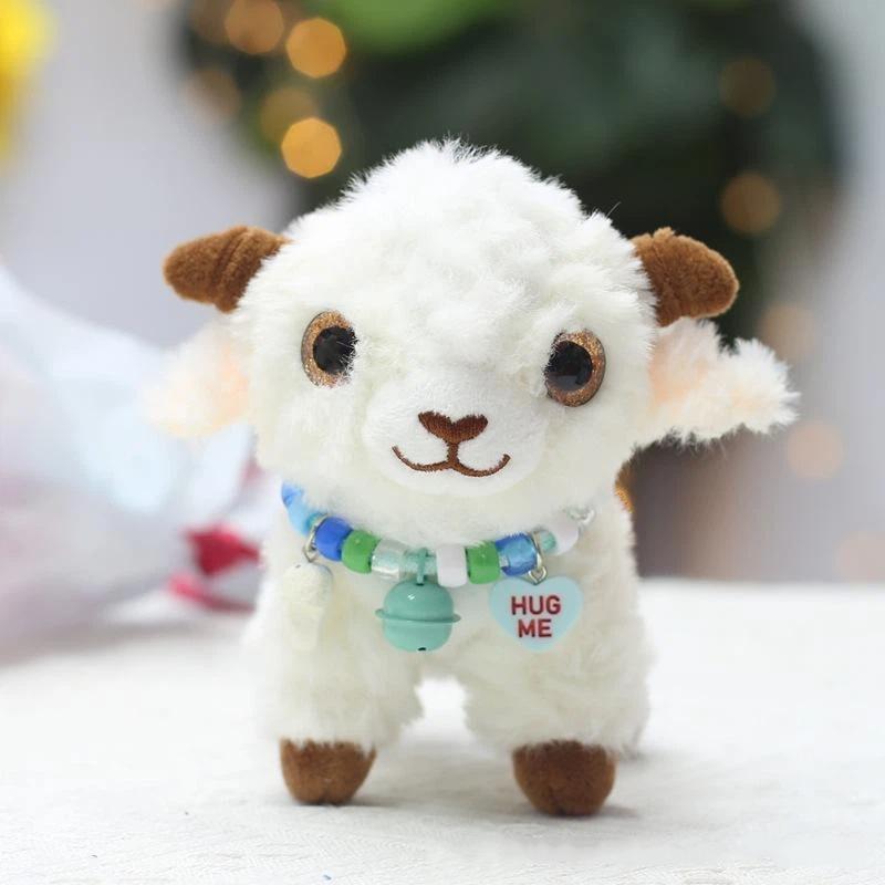 White Fluffy Sheep Stuffed Animal Soft Breathable Washable Fabric Adorable Big Eyes Great Gift for Kids Travel Companion
