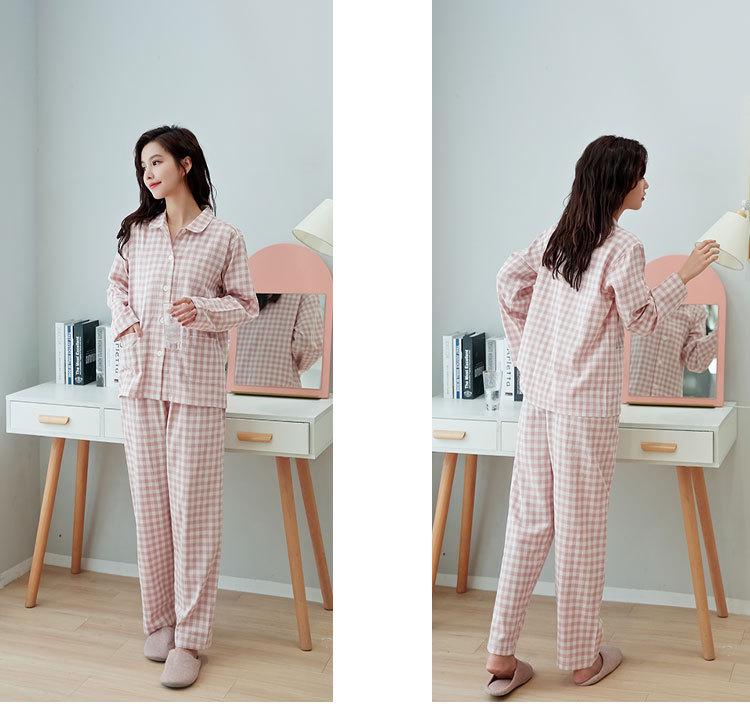 Long Sleeve Pure Cotton Gauze Pajamas - Spring & Autumn Couple Style