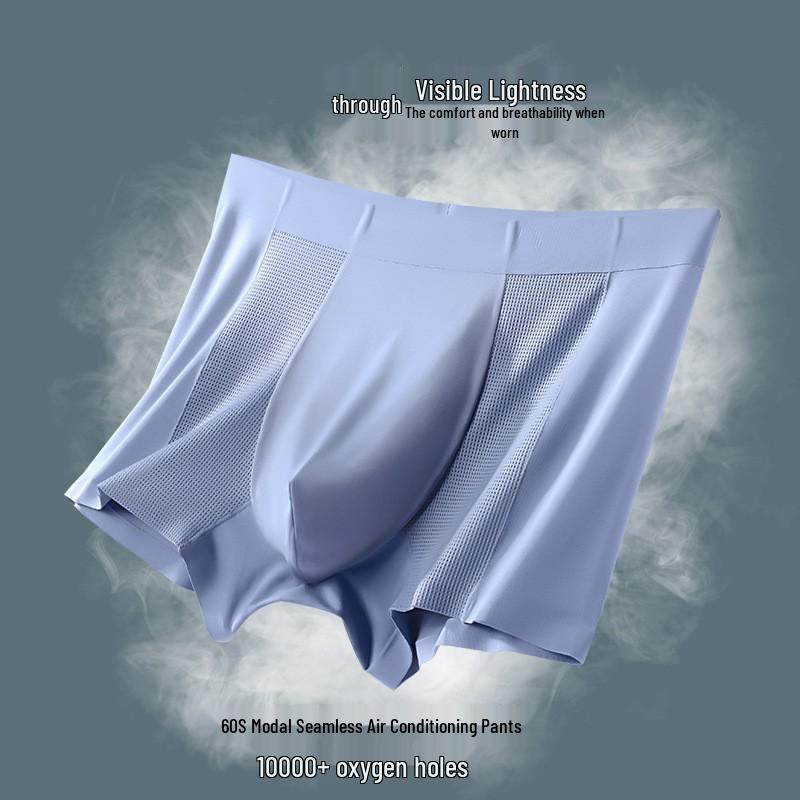 2026 Men's Antibacterial Ice Silk Seamless Boxer Briefs - Summer Thin Style