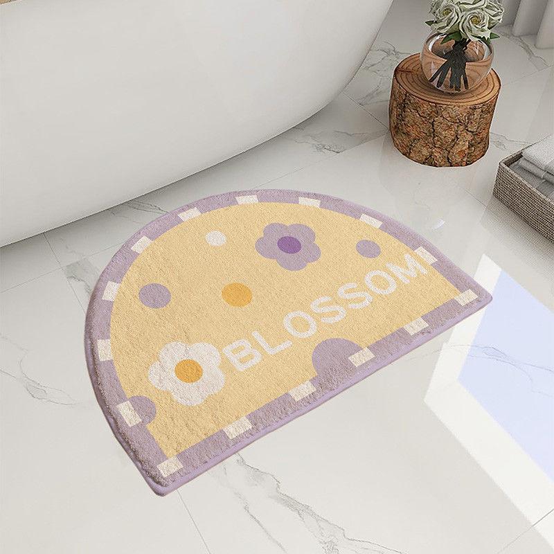 Ins Simple Semicircle Absorbent Bathroom Floor Mat Thickened Non-slip Carpet Toilet Washroom Toilet Door Mat