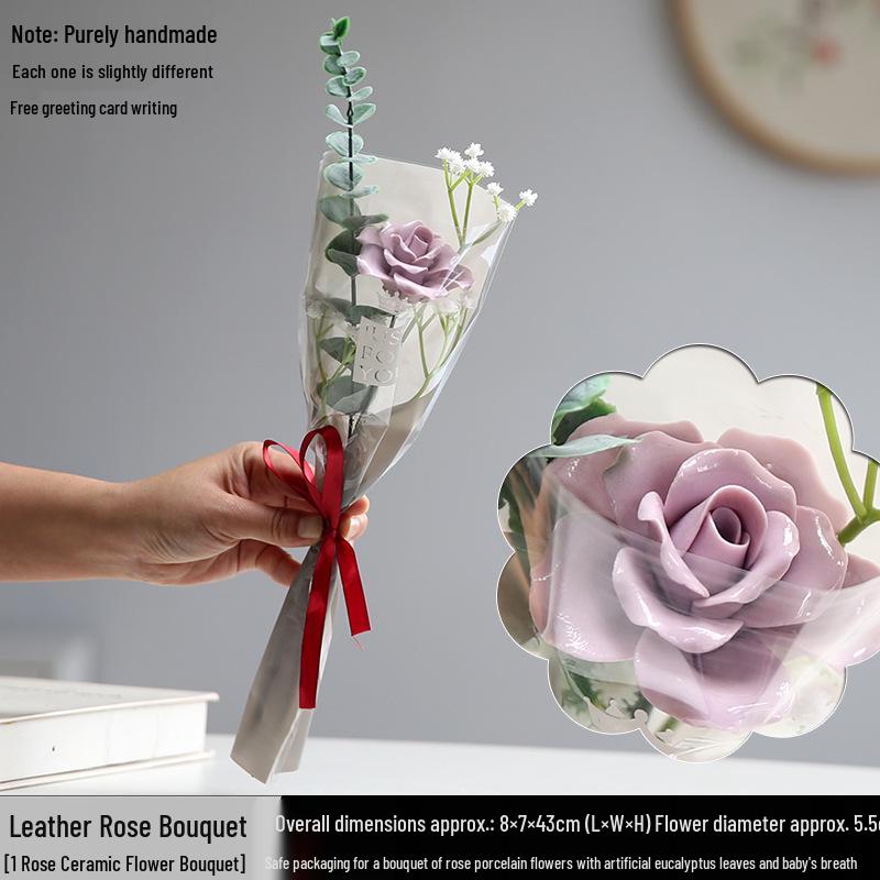 Handmade Ceramic Rose Bouquet - Valentine's Day Gift & Home Decor