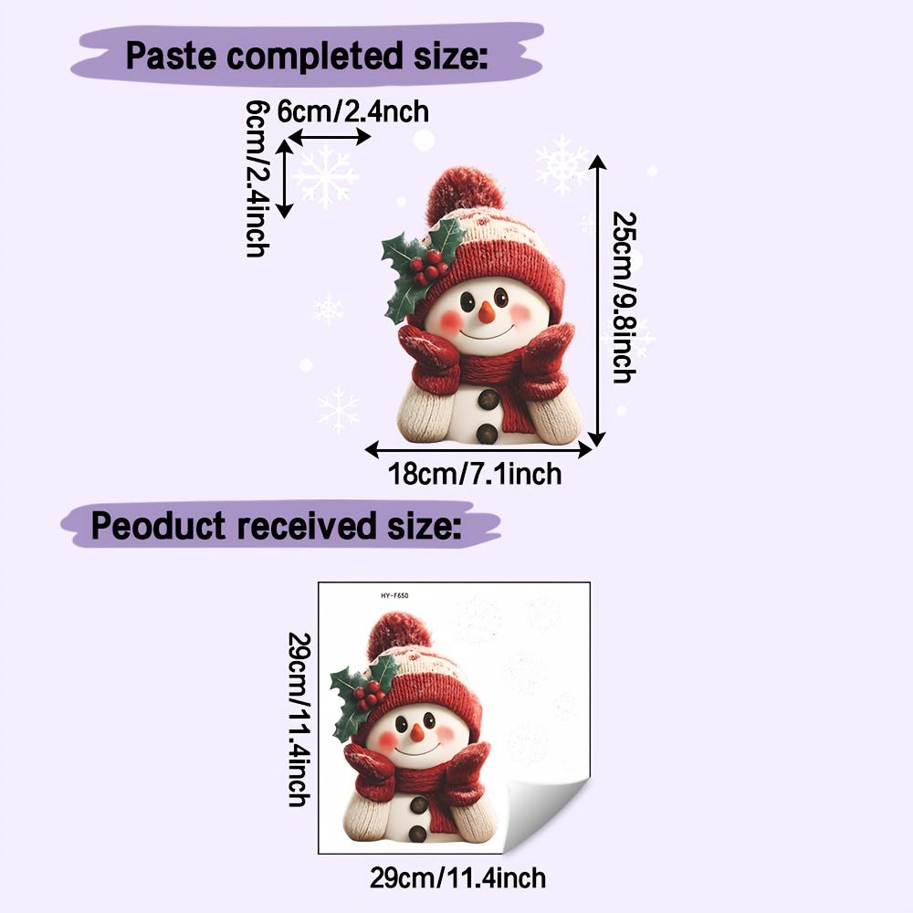 

1pc Christmas Sticker, Static Cling Snowman Decal, Removable High Quality PVC Decoration for Glass Decor, 28.96cm x 28.96cm