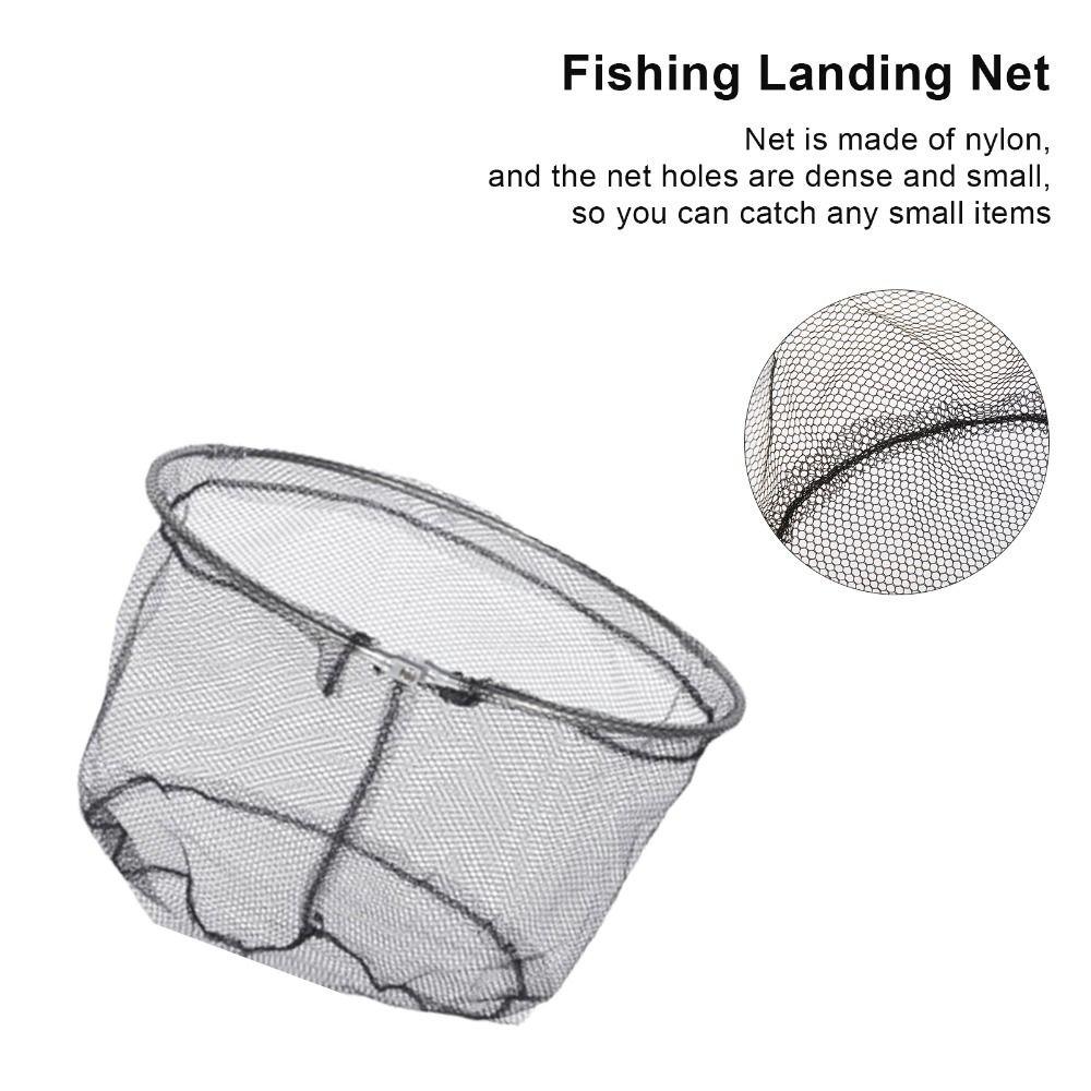 Portable Foldable Fishing Landing Net Lightweight 35cm Diameter Fish Catching Net Black Fish Mesh Net Shrimp Catching