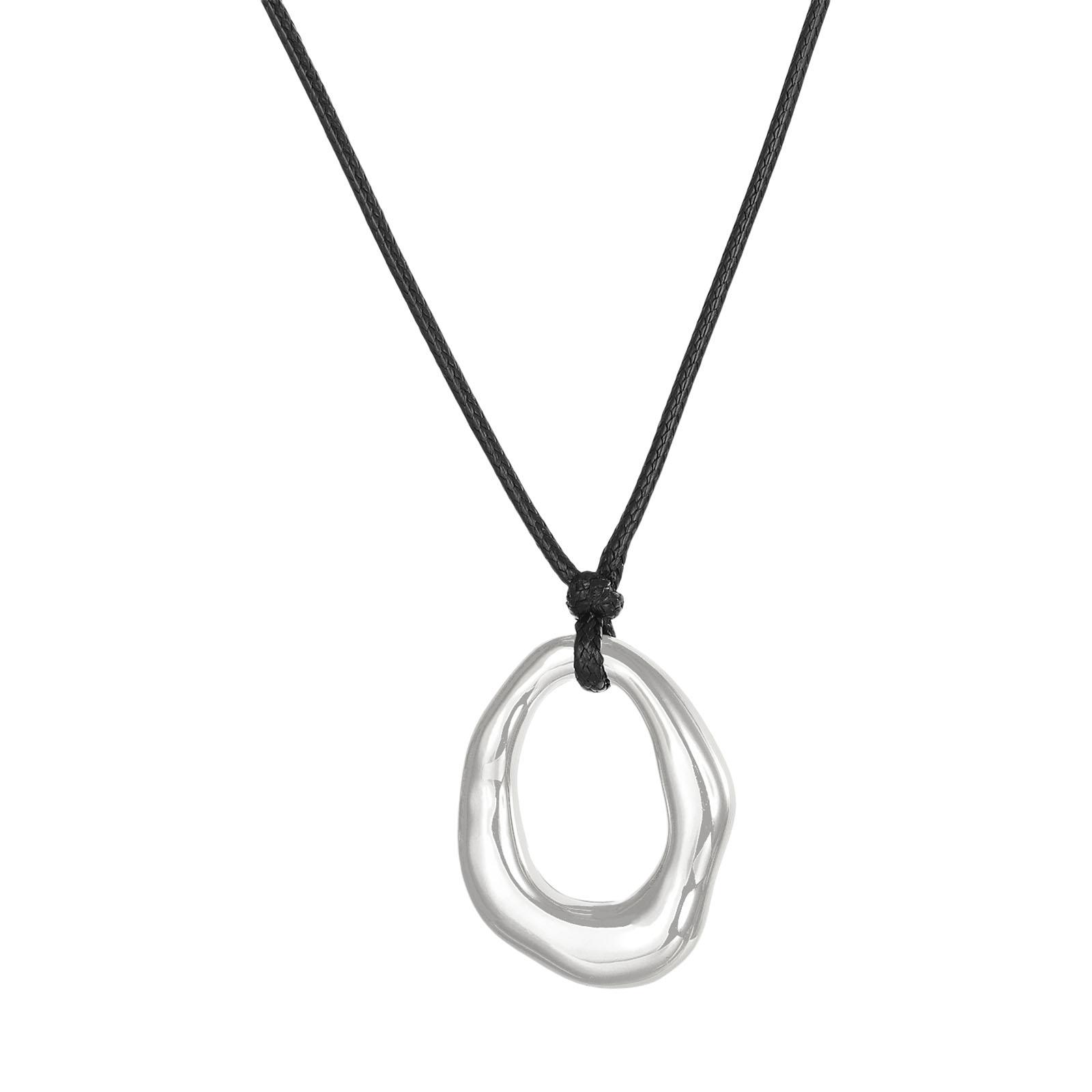 

Геометрическое ожерелье с подвеской, уникальное украшение на шею, регулируемое ожерелье из веревки, подходящее для современных любителей моды, подарок B серебряный