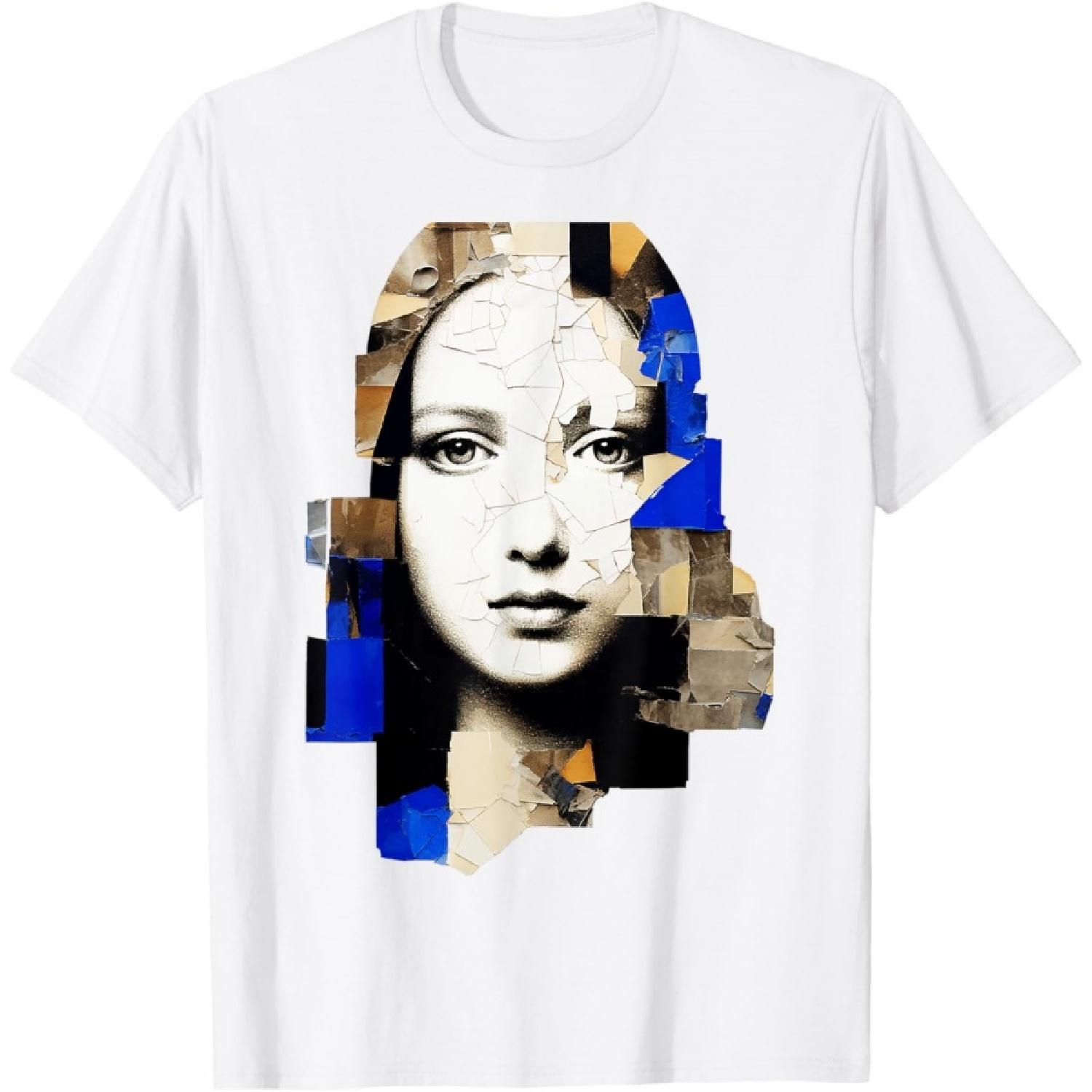 Абстрактная скульптура Моны Лизы Женская графическая футболка с Моной Лизой S