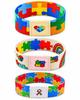 Brățară Puzzle de Conștientizare a Autismului, Brățară Elastică Colorată pentru Femei Bărbați, Rezistentă la Apă Confortabilă Cadou Zilnic de Susținere Caritabilă