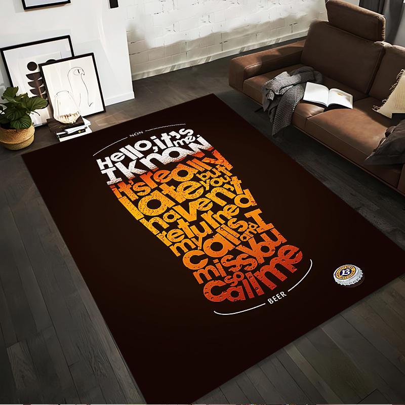 

Beer-Themed Text Design Carpet in Warm Tones for Living Room Decor Suitable for use as an anti-slip for living room bedroom sofas 40x60cm( 15x23in )