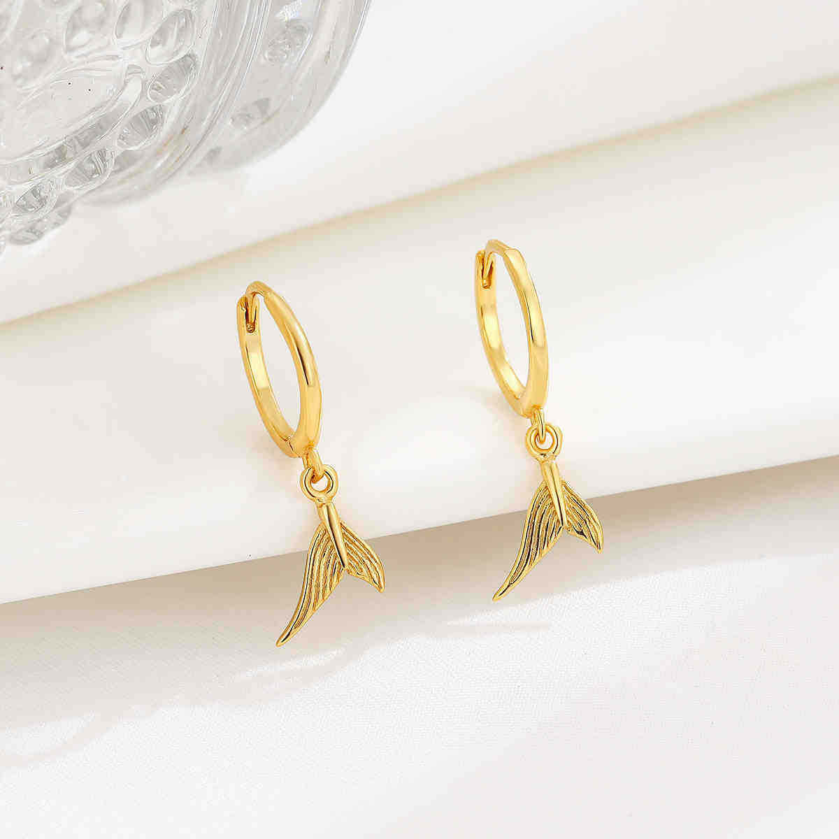 

ANENJERY Геометричні сережки-кільця з риб ячим хвостом для жінок, темперамент, простий подарунок, модні ювелірні вироби високого класу золотий