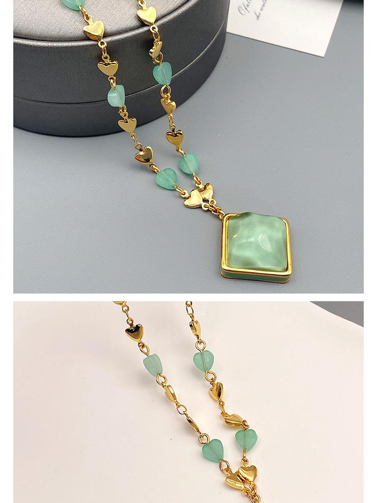 Vintage European & American Green Jade Heart Pendant Necklace - Exquisite Retro Choker