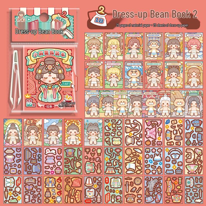 Little Mochi Dress-Up Sticker Book: Girl's Toy, Quiet Book, Birthday Gift Set with Scenery Stickers