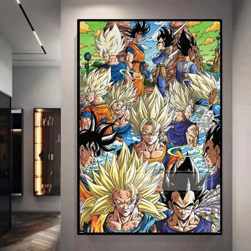 Dragon Ball Starry Night Tapestry Sun Wukong Super Saiyan Anime Hanging with Gokus Kamehameha Ideal for Otaku Bedroom Decor