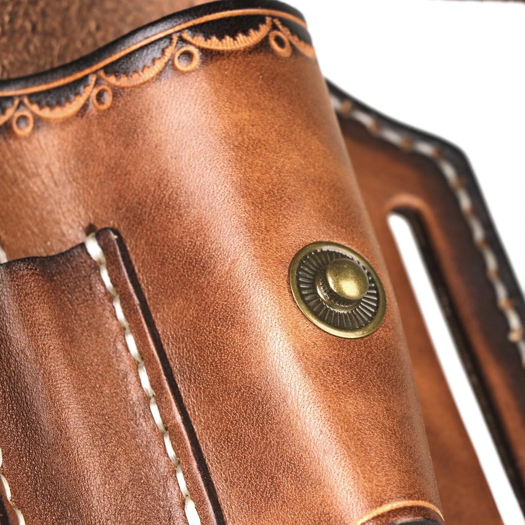 TOURBON Leather Holder for EDC Pocket Organizer with Leather Tool Sheath Men's Multi-Tool Belts,