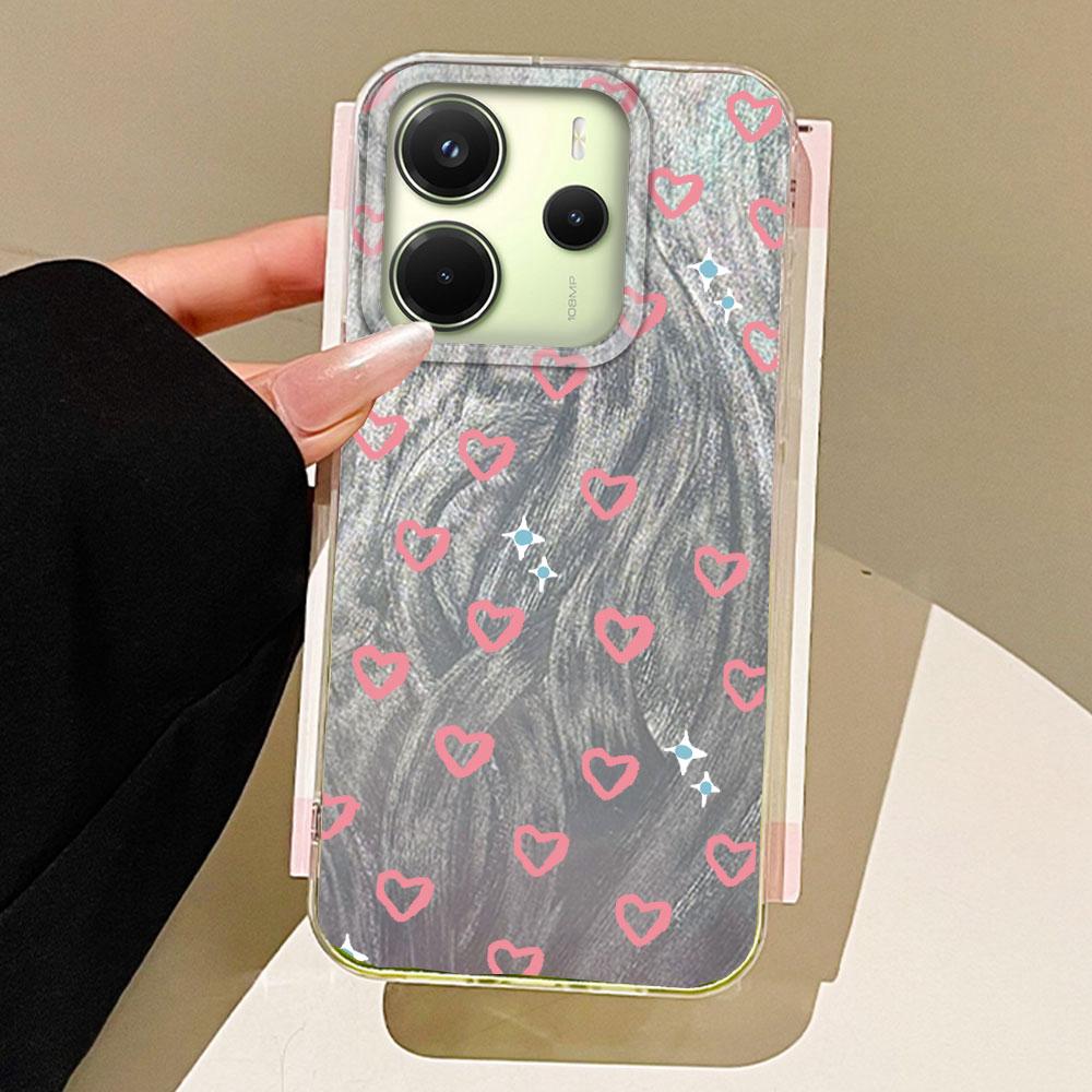 Cute Pink Love Heart Phone Cases for Xiaomi Redmi 13C 13 A5 Note 13 14 Pro Plus 13T 14T Poco C71 C65 Shell Silicone Back Cover