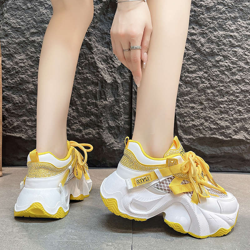 2025 new autumn breathable mesh women's shoes thick-soled heightening dad shoes versatile casual sports shoes running shoes