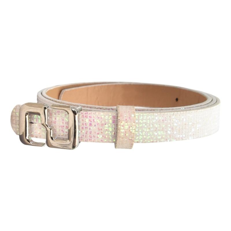 Stylish Thin Waistband For Women With Sequins High Quality PU Belt Multiple Colors Daily Wear