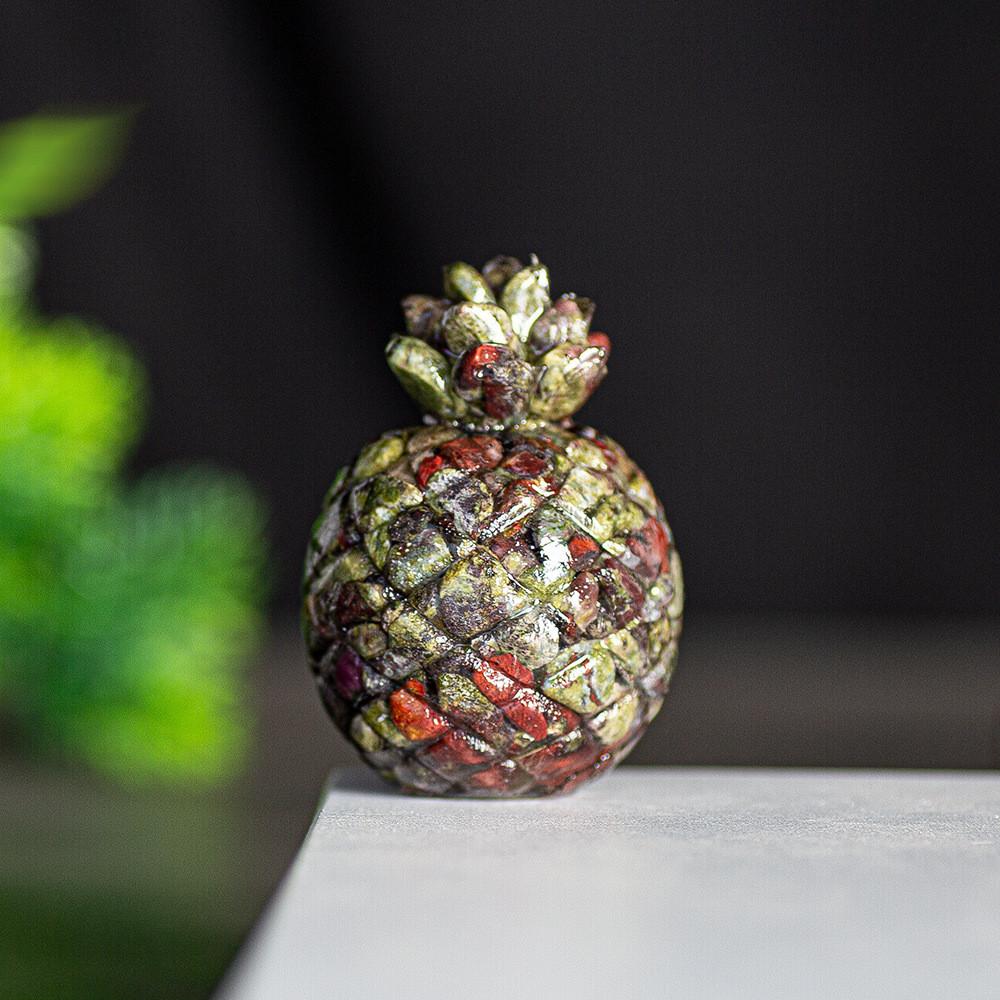 Natural Crystal Resin Pineapple Figurine With Lucky Symbol For Office Desk Decor Gift For Friends
