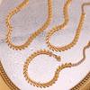 MamacitaSlay 316L Stainless Steel Leaf Chain Necklace Bracelet 18K Gold Plated Waterproof Jewelry For Women Trendy Jewelry Set