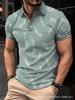 Casual Leaf Pattern Short-sleeve Polo Shirt, Versatile and Stylish for Daily Wear.