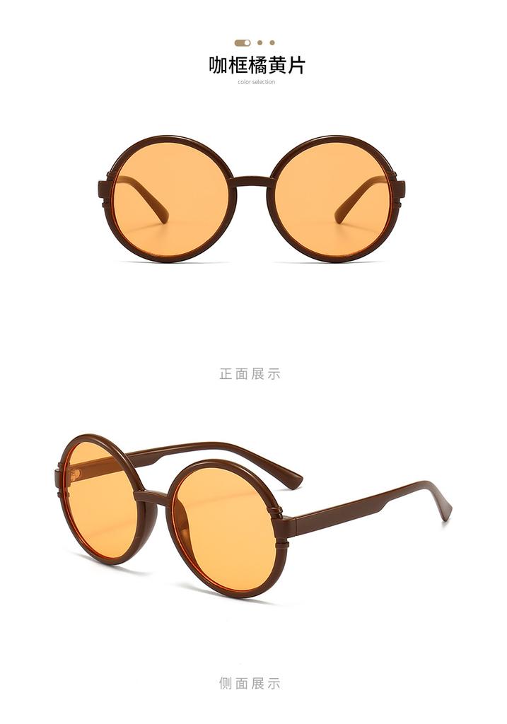 New personalized retro round sunglasses, men's and women's European and American fashion street shooting, hip-hop sunglasses, women's high-end sense