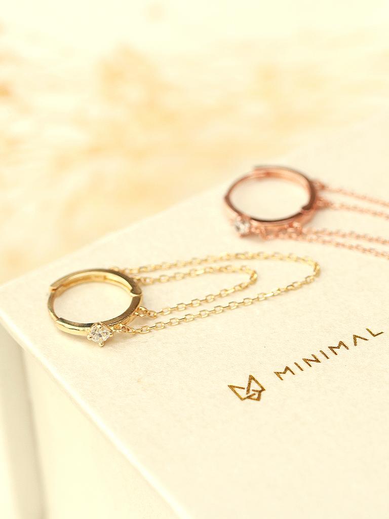 Minimalpiercing 14K Double-Strand Chain Inner Conch Ring Piercing Earrings