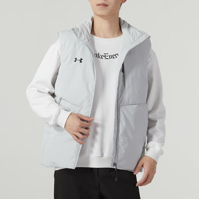 Under Armour Solid Color Stand Collar Outdoor Running Casual Down Vest Unisex Vest Gray 23600803-009