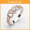Eleganter Roségold Zweifarbiger Herz Kreuz Ring Für Modische Junge Frauen