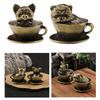Coffee Cup Pet Sculpture Feng Shui Statue Miniature Tea Kettle Traditional