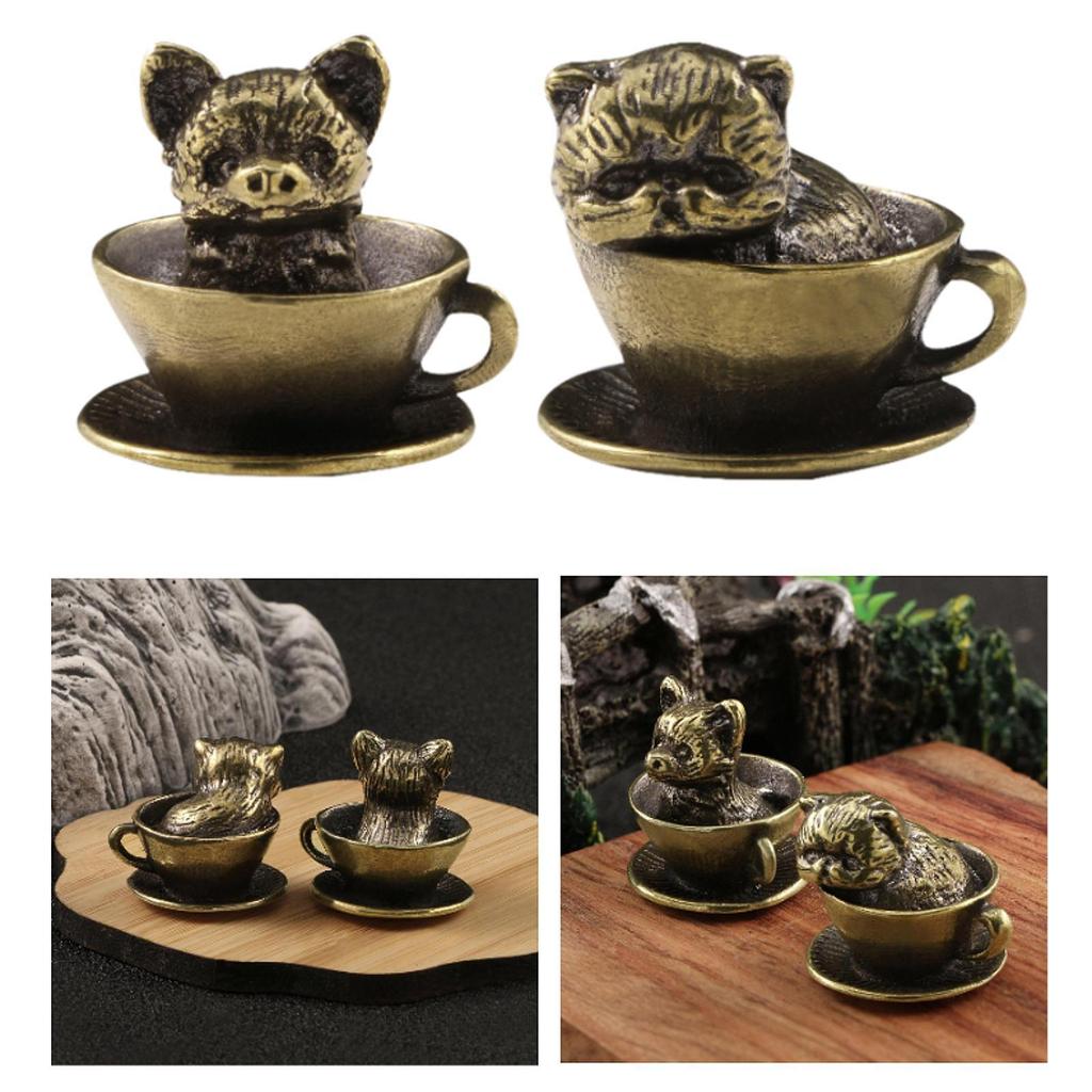 Coffee Cup Pet Sculpture Feng Shui Statue Miniature Tea Kettle Traditional