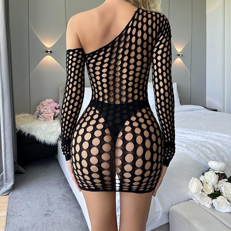 Hip Skirt Sexy Underwear Long Sleeves Sexy Hollow Mesh Skirt