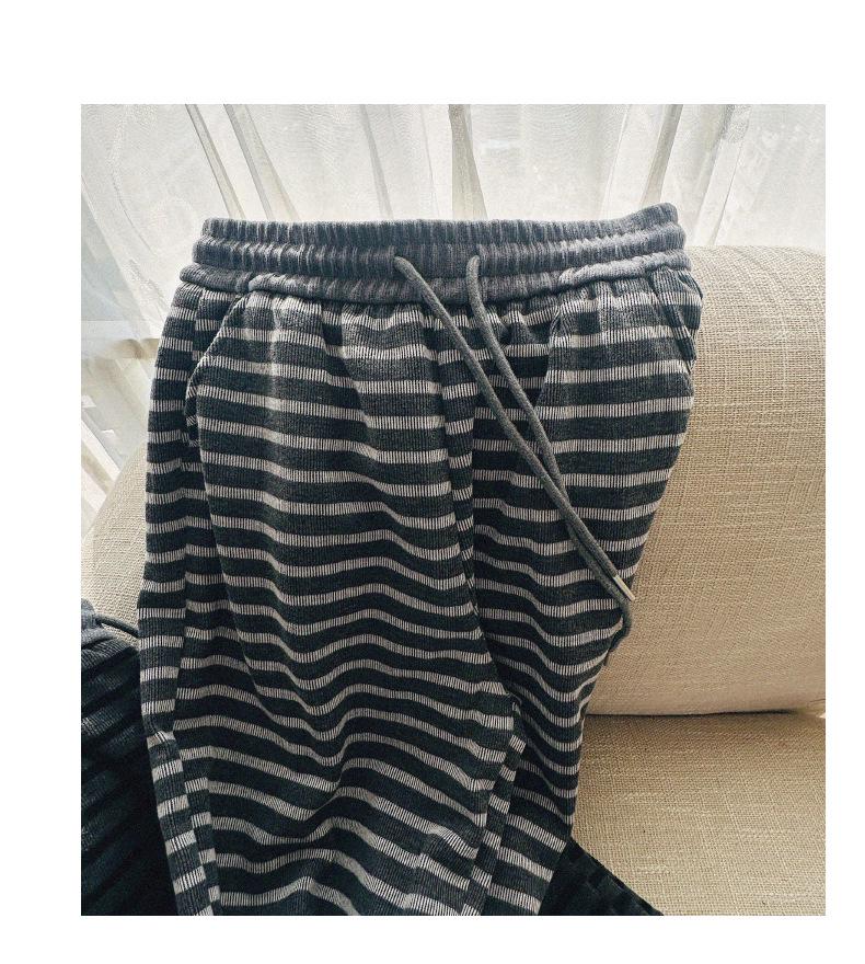 2025 Spring European Style Striped Wide-Leg Plus Size Women's Casual Floor-Length Pants