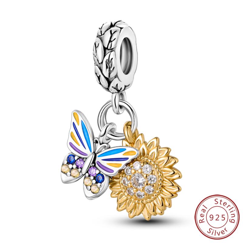 Elegant S925 Silver Butterfly & Dragonfly Multicolor Charms Beads Pendant 3mm DIY Fine Jewelry Making Accessories Gifts