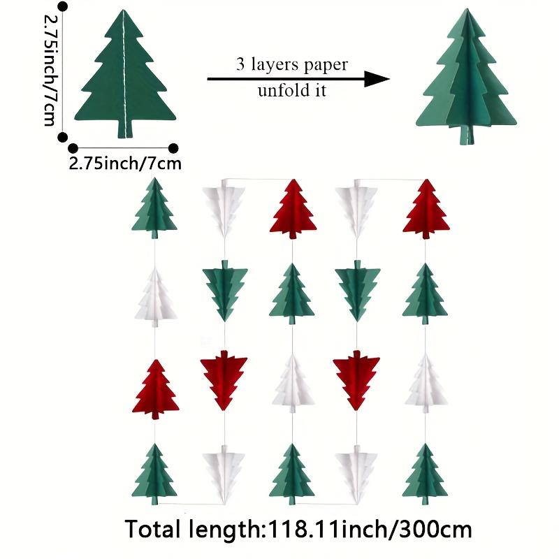 118.11inch 3D Christmas Tree Paper Art Tassels - Festive Ceiling & Room Decorations, Christmas Tree Pull Flags, Christmas Decor