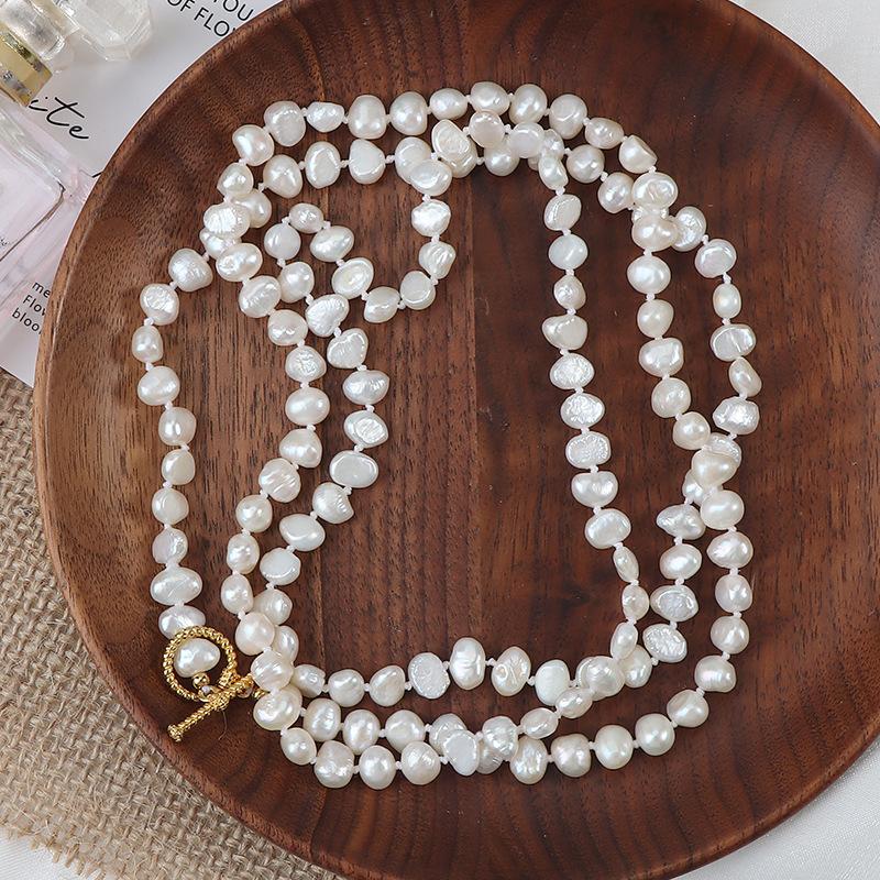 90cm Natural White Freshwater Pearl Sweater
